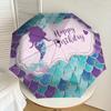 1pc Mermaid Happy Birthday Automatic Folding Umbrella, Heavy Duty 8 Rib Iron Frame,  Suitable for Travel, Daily Use, Birthday, Decor Gift m0104036