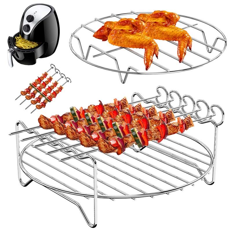 Air Fryer Rack Bread Rack Digester Multipurpose Stainless Steel Holder Cross Wire Grill Cookware BBQ Steamer Roasting Kitchen