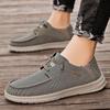 Men’s Outdoor Canvas Shoes Sneakers Driving Shoes Casual Khaki Wide Head Shoes for Farther Plus Size