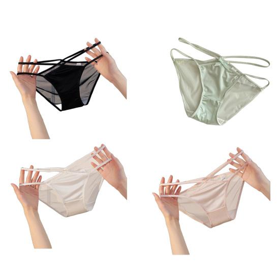 G-String Thongs for Women Strappy Cheeky Sexy Underwear Low Waist Sheer See Through Panties Ladies Seamless Cutout