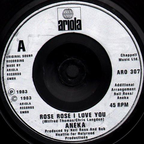 

7inch Record ANEKA Rose Rose I Love You ARO307 Ariola 1983 UK Pop Used