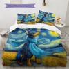 Dog Under Night Starry Sky Pattern Bedding Quilt Set  Home Decoration  Gift (1 * duvet cover + 2 * pillowcase  without core)