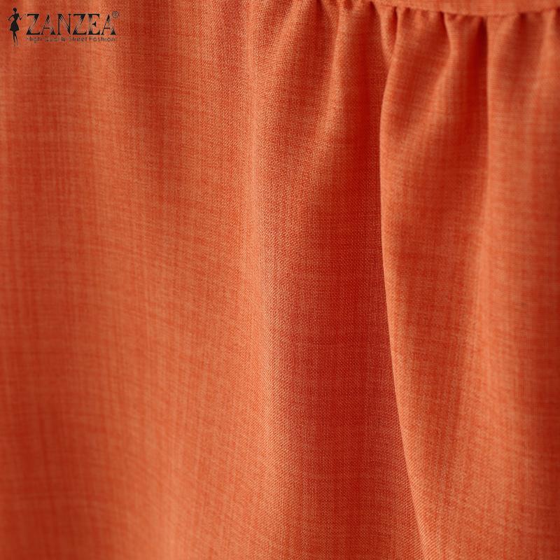 ZANZEA Chemisier ample à imprimé décontracté à col rond et manches 3/4 pour femmes