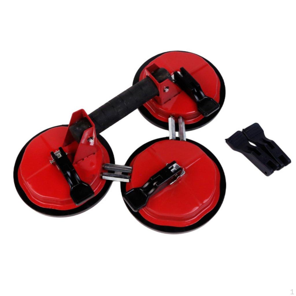 Triple Suction Cup Lifter Ergonomic Handle 3 Glass Puller for Glaziers