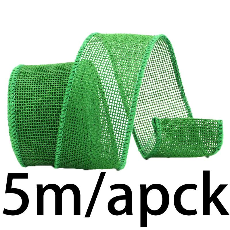(5 meters/pack) 40mm color linen fabric iron wire edge ribbon gift box packaging ribbon festival decoration handmade DIY