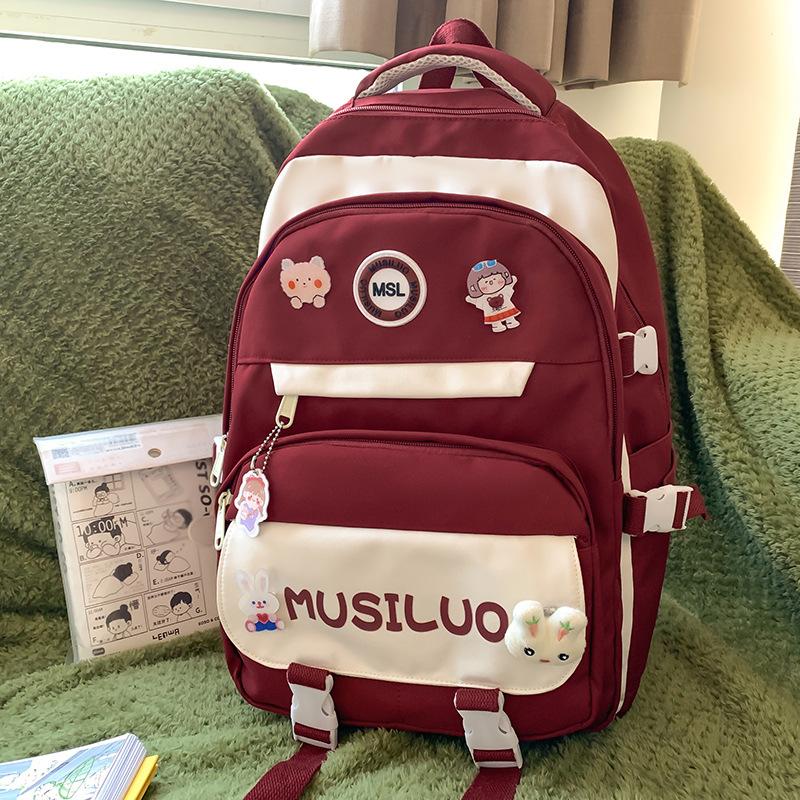 

Children Elementary School Students Girls Junior High School Students Boys College Students Burgundy Large Capacity Backpack