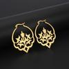 Vintage Flower Tree Hoop Earrings for Women Stainless Steel Gold Round Circle Boho Earring Female Jewelry Gift