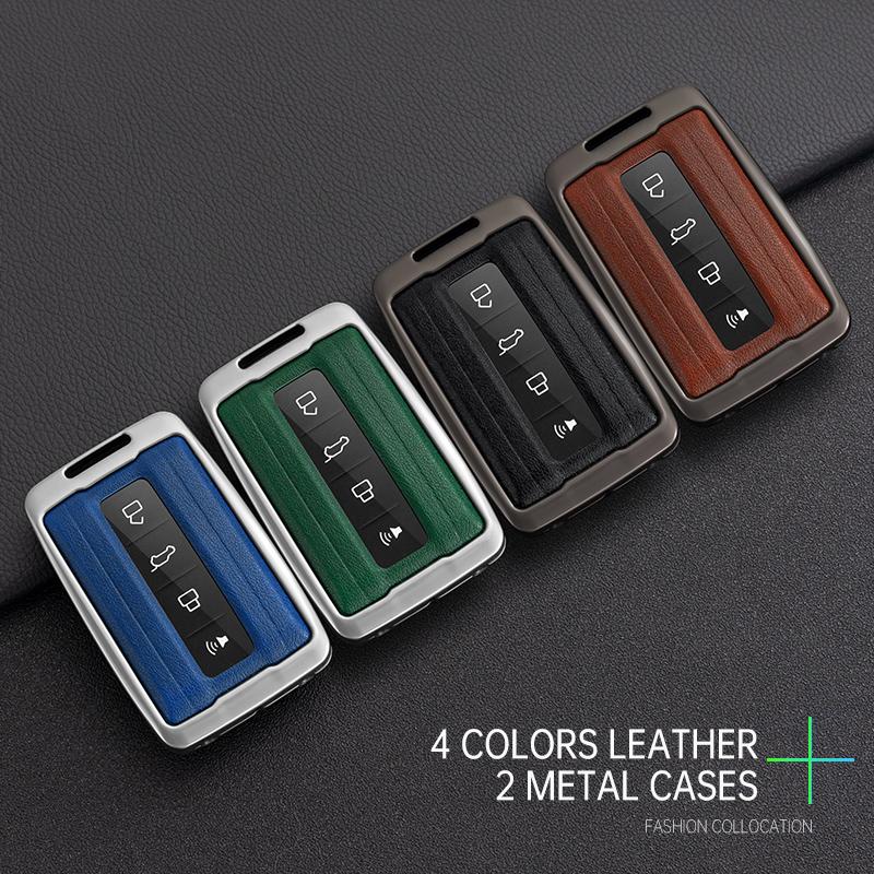 Zinc Alloy+Leather Car Key Case For Great Wall Gwm Wey Tank 300 500 Tank300 Tank500 Car Remote Key Case Cover Protective Shell