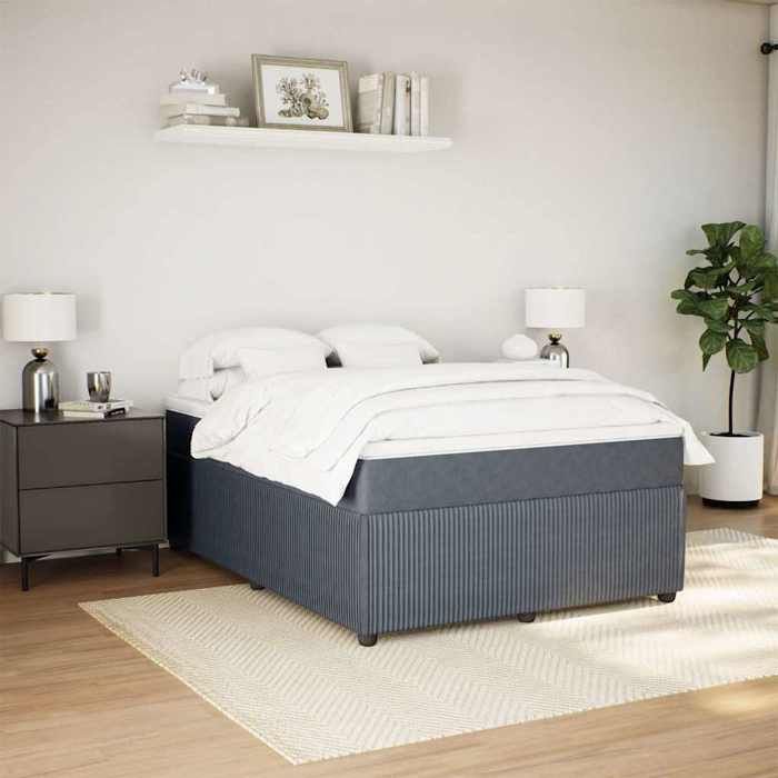Maison Exclusive - Slatted Bed Base and Mattress Dark Grey 160x200cm Velvet