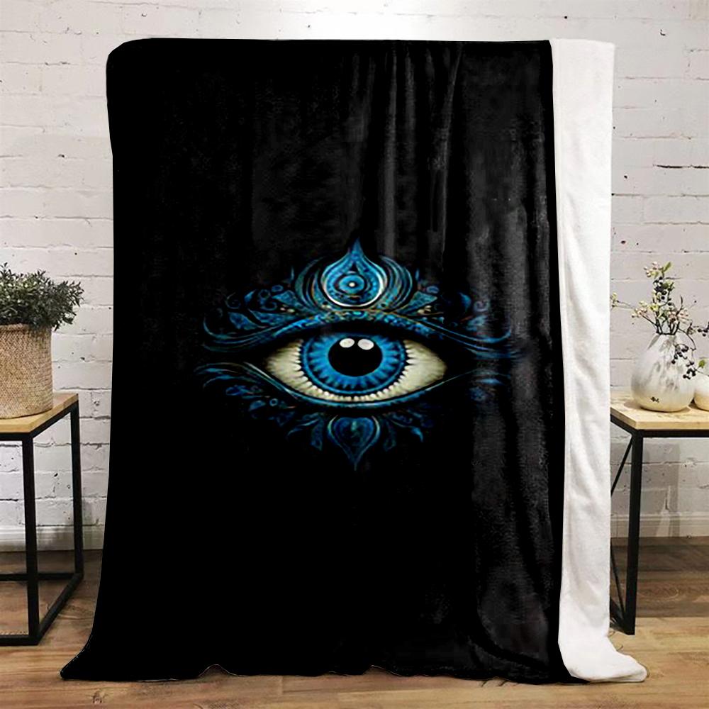 Mystical Blue Eye Pattern printed Flannel blanket for bedroom, living room, sofa, and nap