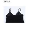 Zaprha 2025 New Arrival Pure Desire Sexy Embroidery V-neck Strap Midi Skirt Dress Waist-Tight Slim Looking 3897112