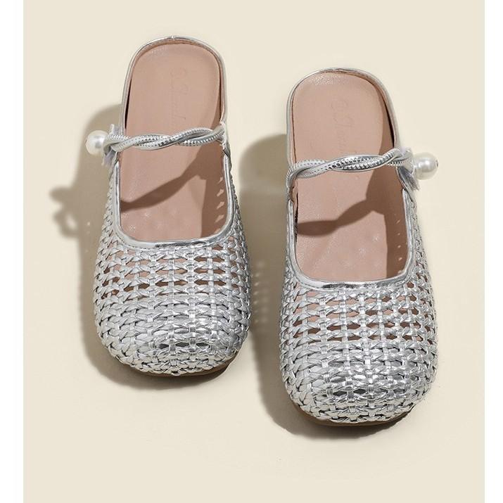 Spot - Baotou Half Slippers Women's Summer Outer Wear Inner Height Increase Hole Fishing Net Shoes One Pedal Sandals Breathable Cool Single Shoes