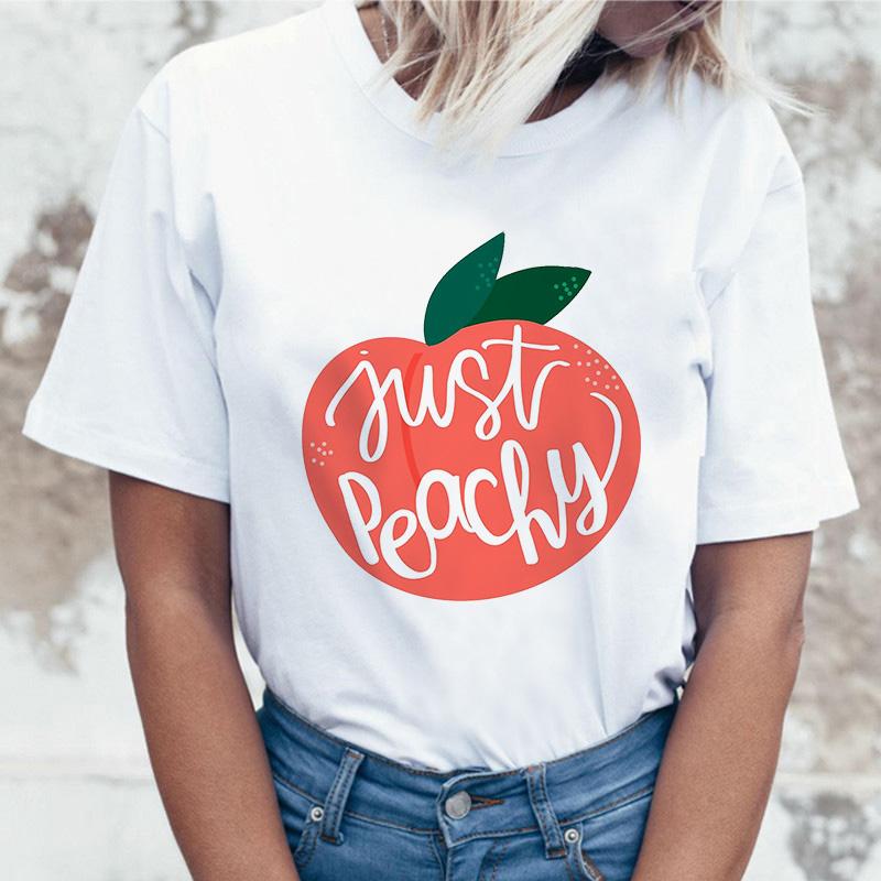 Peach Juice T Shirt Women Japanses Aesthetic Grunge T-Shirt Women Girls 90S Kawaii White Tee Summer Casual Fashion Top