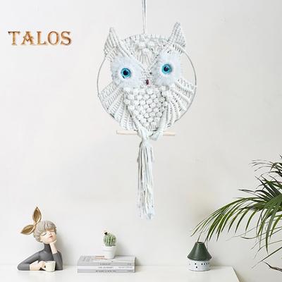 Eulen-Makramee-Kunst, Wandbehang, Boho-handgewebter Wandteppich, Dekor, Boho-Ornament für Schlafzimmer, Wohnzimmer, Küche
