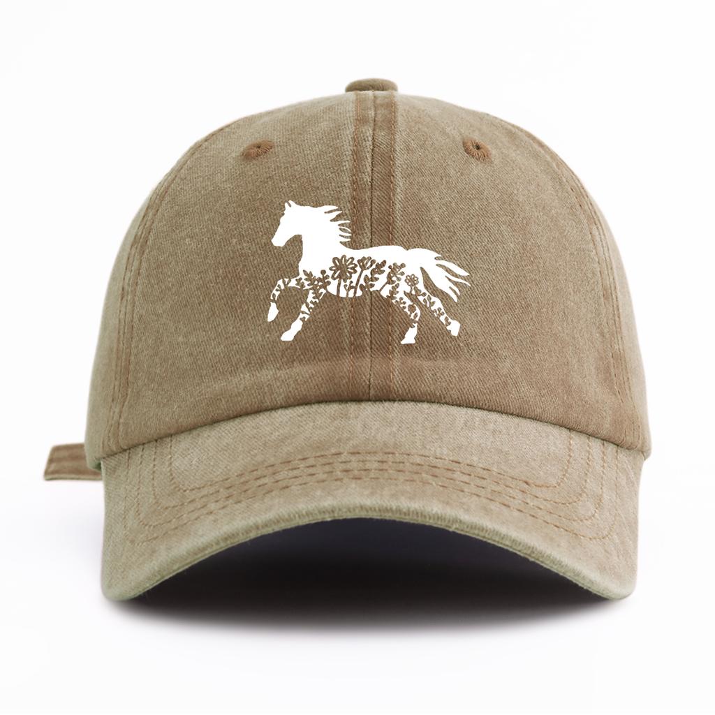 1pc Pinting Horse Print Washed Baseball Cap for Adults  Minimalist Retro Style Casual Soft Adjustable Dad Hat Perfect As Gift
