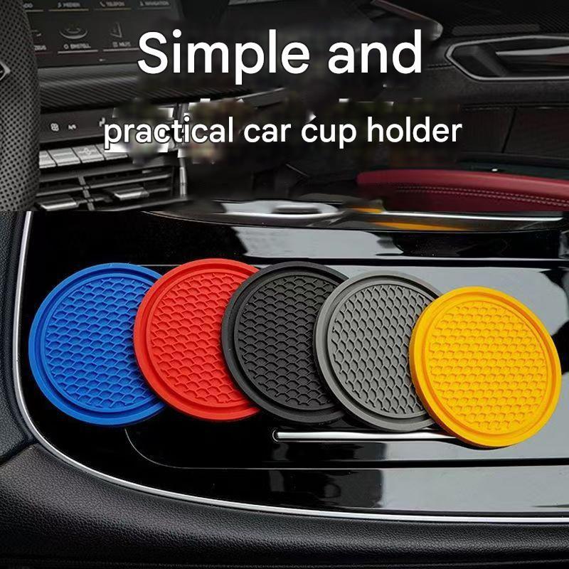 4 PCS Car Silicone Cup Holder Universal Round Car Interior Storage Compartment Anti-Slip Mat Center Console Cup Holder Mat Cup Holders 5