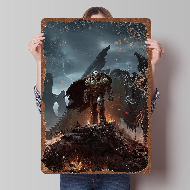 DoomS Tinplate Posters Custom Wall Art Vintage Metal Signs Retro Tin Plaque for Bedroom Decoration Gaming Home Decor Accessories