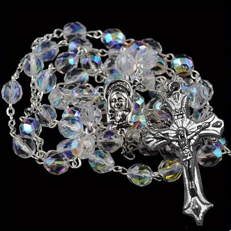 

Католические четки, чешские стеклянные бусины AB, серебро, традиционный подарок на пять десятилетий, первое причастие