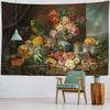 Blumen- und Vogelölmalerei-Wandteppich Europäische Retro-Kunst HängeTuch psychedelische Szene Wandbehang Böhmische Heimdekoration