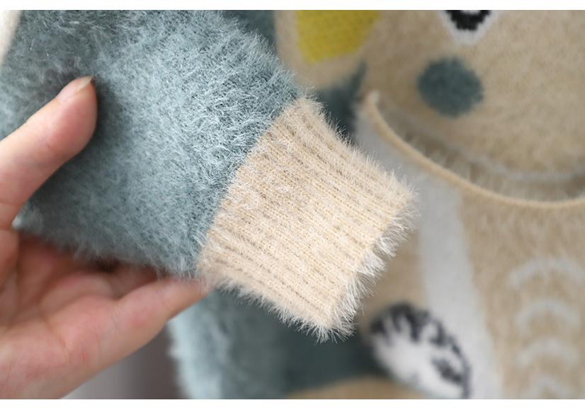 Boys' Autumn/Winter Thick Knit Velvet Sweater, Toddlers & Young Boys, Woolen Outerwear