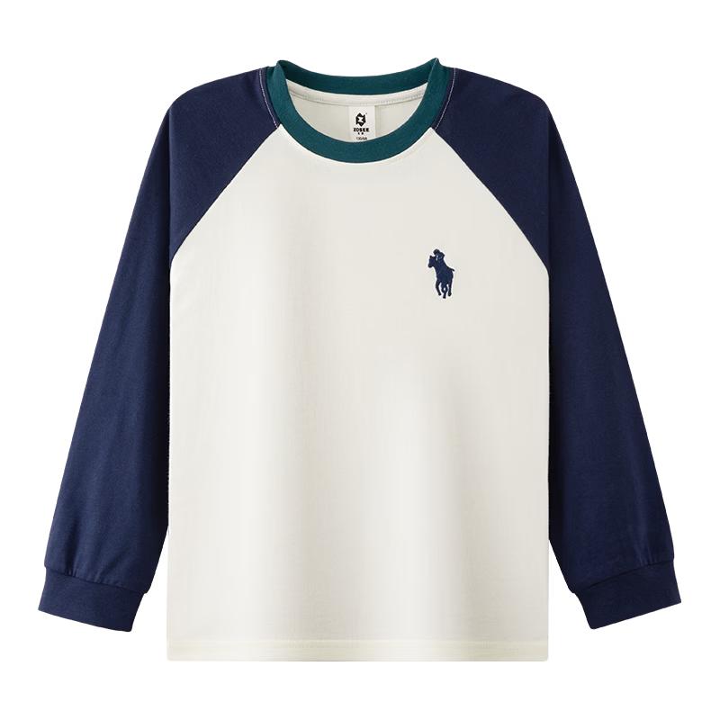 Jungen-Farbblock-Baumwoll-Langarm-T-Shirt