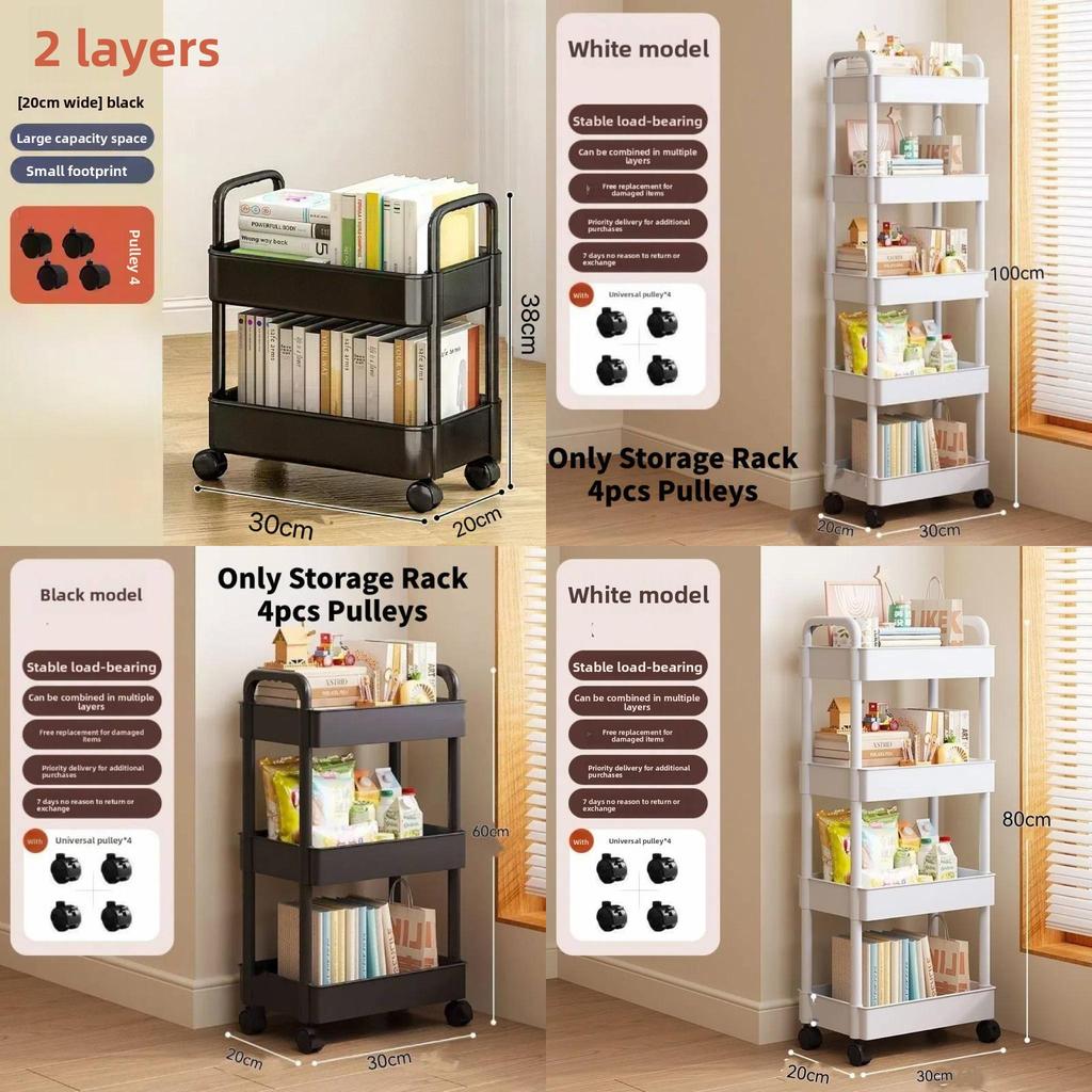 Mały wózek do przechowywania z składanymi, obrotowymi, mobilnymi półkami do organizacji kuchni i sypialni