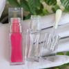 7ml Square PETG Clear Lip Gloss Tube, Thick Large Brush Applicator, Empty Refillable Lip Glaze Container