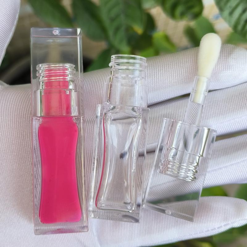 7ml Square PETG Clear Lip Gloss Tube, Thick Large Brush Applicator, Empty Refillable Lip Glaze Container