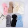 Kids Solid Color Winter Knit Hat with Pompom Thick Thermal Ear Flap Knitted Beanie for Babies Fall Simplicity Children Cap