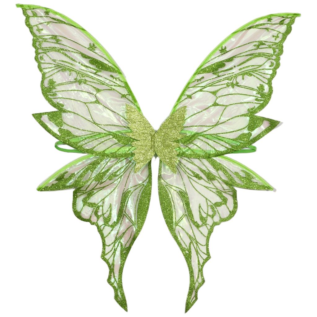 Glittery Butterfly Wings Costume Props - Elastic Strap Gold Stamp Decorated for Themed Party & Photography