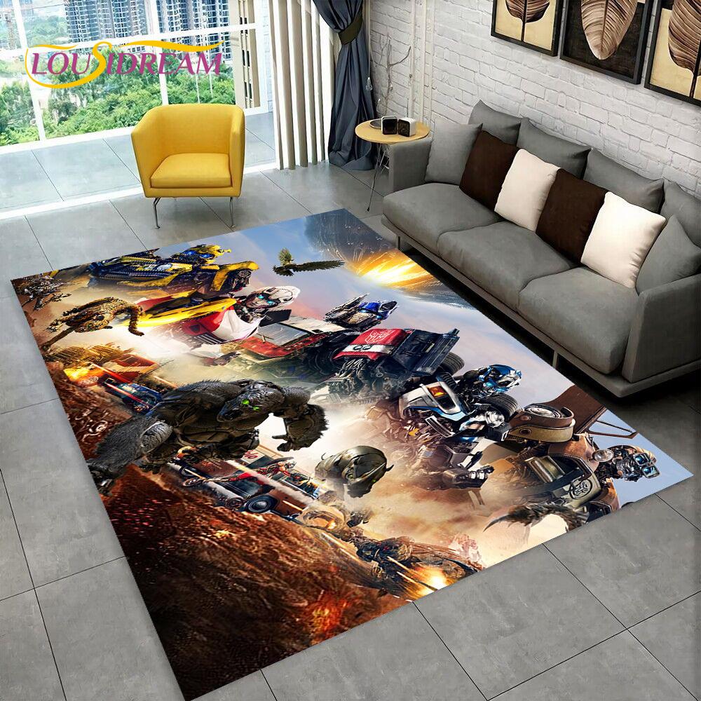 Cartoon T-Transformers Autobots 3D Rug Carpet for Living Room Bedroom Home Decor,Floor Mat Non-slip for Sofa Doormat Gift Kids