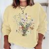 New Flower Hoodies Women Floral Oil Painting Y2K Sudaderas Long Sleeve Round Neck Vintage Boho Wild Flower Woman Sweatshirts