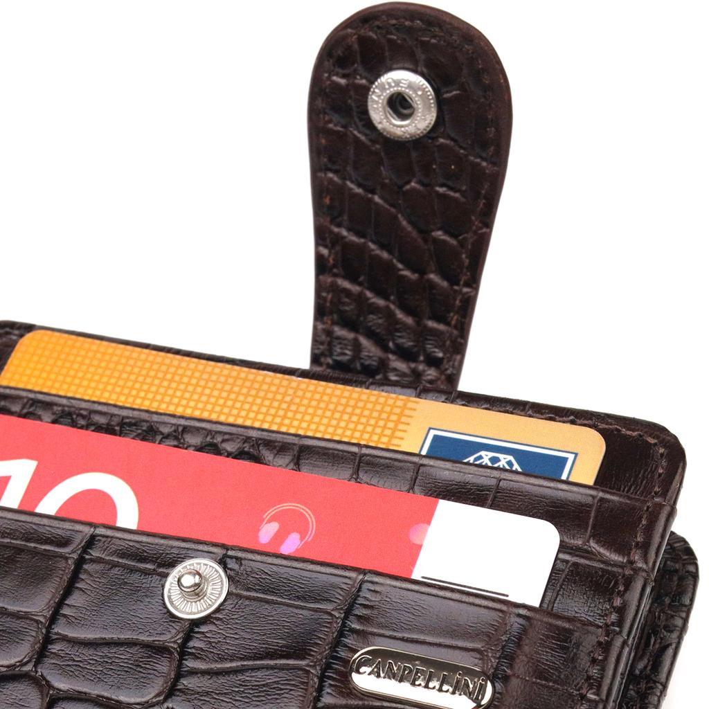Интересный мужской кошелек из натуральной кожи с тиснением под крокодила CANPELLINI Purse 21689 Коричневый