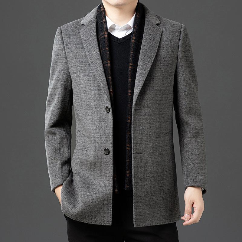 Men's Stylish Double-Sided Cashmere Coat: Modern Lapel Wool Jacket for Young and Middle-Aged