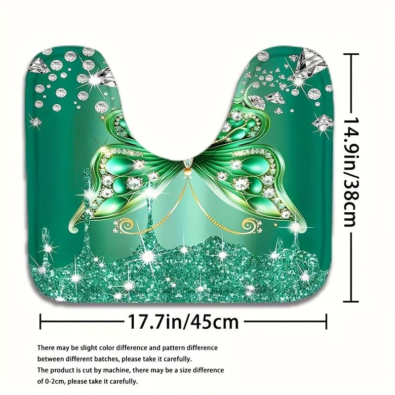 4Pcs Bathroom Shower Curtain Set Butterfly   Bathroom Curtain With 12 Hooks Non Slip Rugs Toilet Cover Mat Bathroom Partition