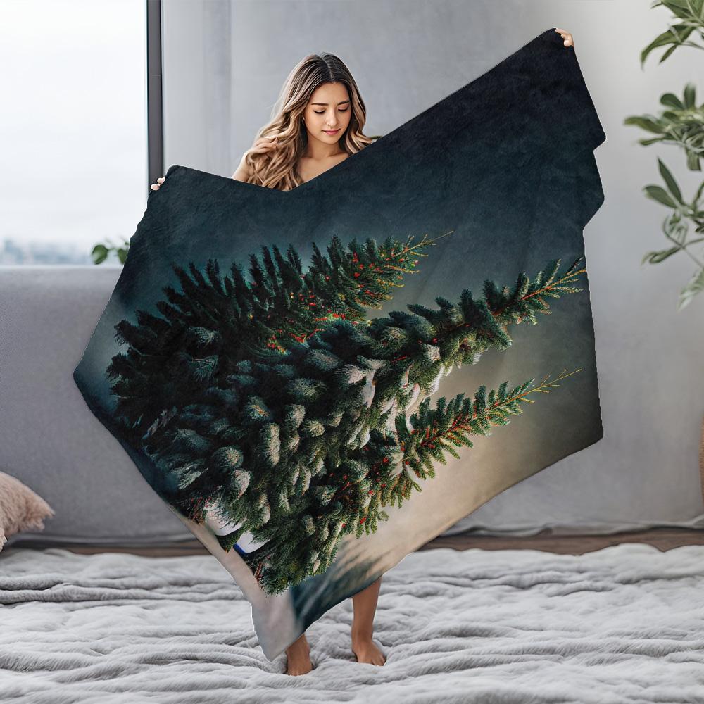 Tuniu Cozy Winter Forest Fleece Blanket for Sofa Bed Living Room Bedroom Decor Gift