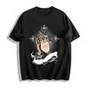 Vintage Praying Hands Cross Print Casual T-Shirt Pure Cotton T-shirt