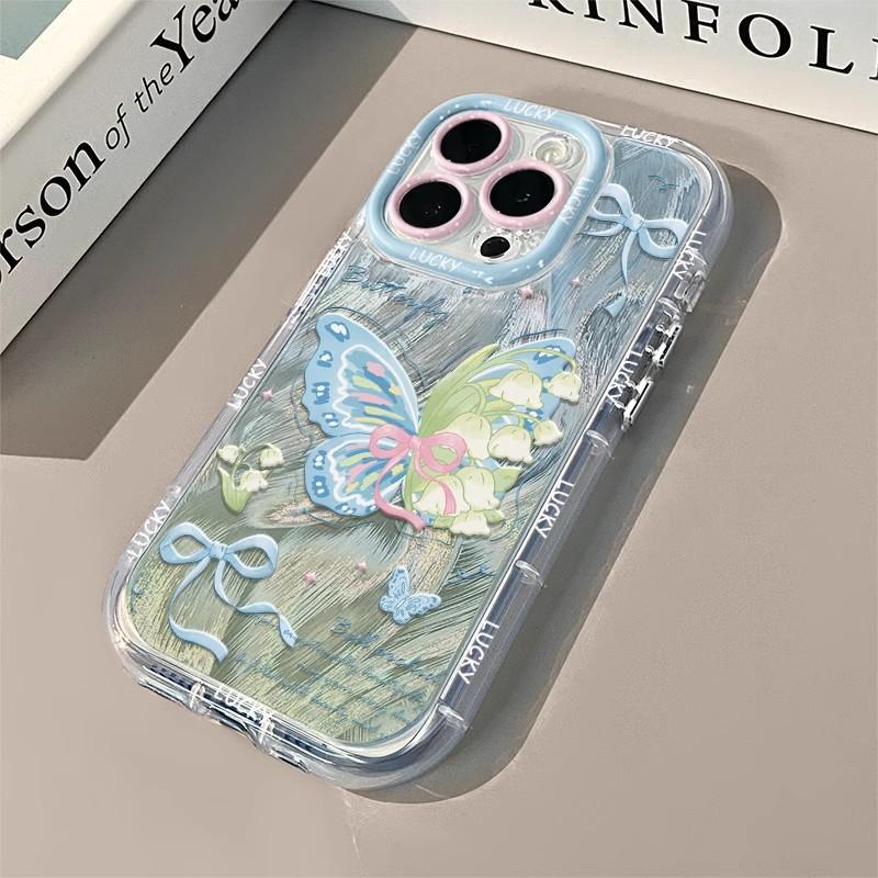 Glitter Butterfly for Apple 16promax Cream Feather Cartoon Phone Case for IPhone13 Cute 14/15