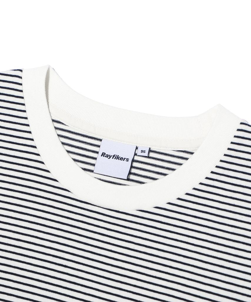 RAYFIKERS Striped Small Embroidered Crop Short Sleeve Mq2Tu277_Ivory