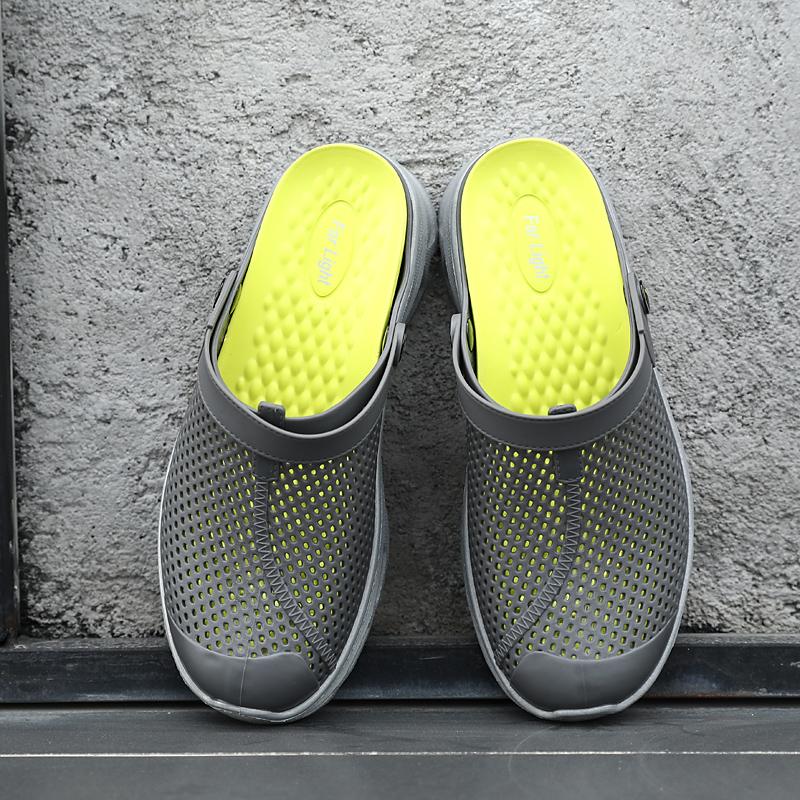 

Men s Half Slippers Summer Flip Flops Mesh Beach Flip Flops Solid Color Flat Slippers Summer Shoes 2025 Luxury Elegant Sandals 40