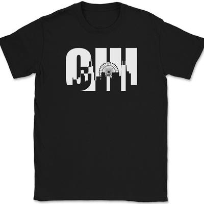 Chicago Cityscape T-Shirt Mens Womens Tees Top Illinois Geography State City Pride Chiagoan IL Tee