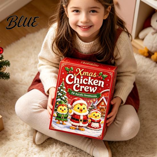 Cute Animal Figures 2026 Christmas Chick Advent Calendar 24 Day Countdown Box with Xmas Party Favors Acrylic Ornaments Festive Tree Hanging