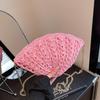 The Vintage Seashell Shape Handwoven Straw Shoulder Bag Summer Beach Handmade Chain Hollow Out Crossbody Bag AVE
