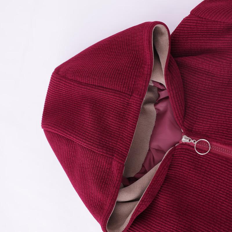 Langsha Women's Embroidered Corduroy Hooded Jacket for Seniors