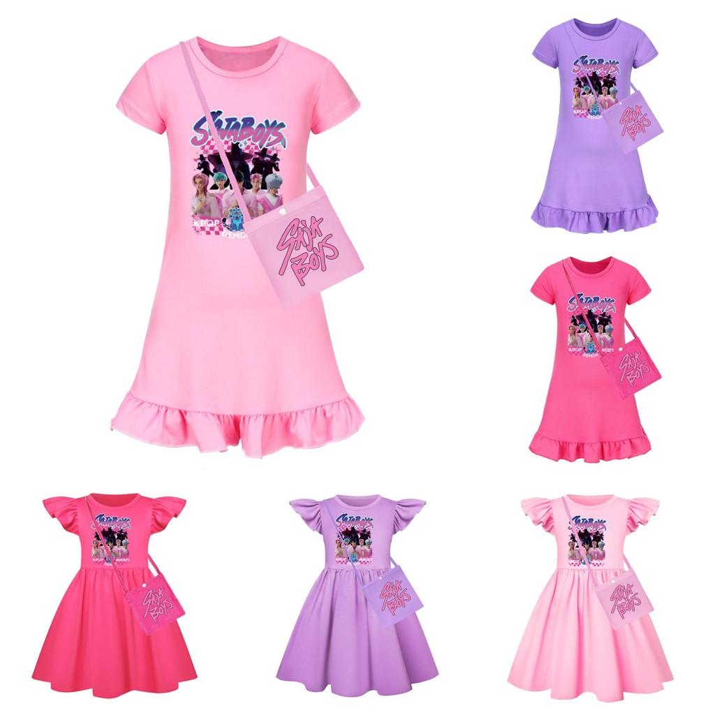 Hunters Kpop Demon Short Sleeves Sleep Dress For Kids Bedroom Clothing Gift