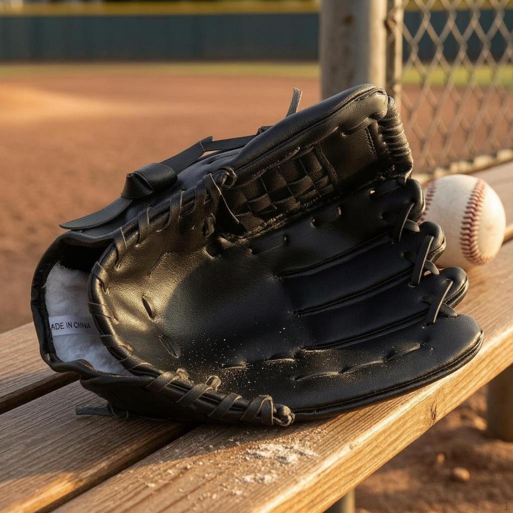 Baseball Glove PU Leather Fielding Deep Pocket Athletic Gear 10.5 Brown W Ball