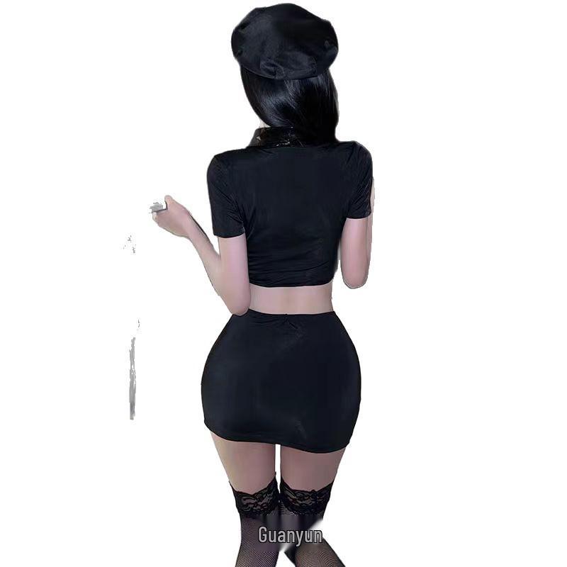 Seductive Police Uniform Lingerie Set: Temptation Skirt for Nightclub Flirting