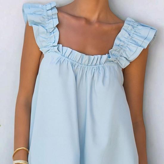 Womens Pajamas Set 2 Piece Ruffle Trim Tank Top And Shorts Sleepwear Set Summer