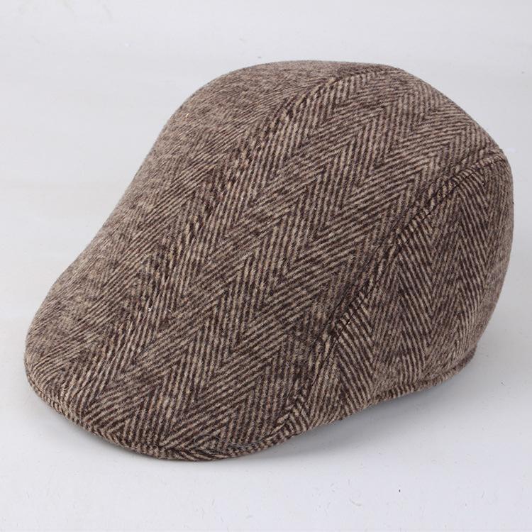 

Кепка Ji Plaid с начесом, теплая зимняя шапка-берет, хлопковая шапка для директора, шляпа для старика M（56-58cm）