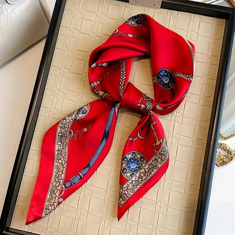 New Fashion 70X70Cmprinted Women'S Scarf Pashmina Silk Scarf Square Shawl Decorative Headband Neck Luxury Design Bandana